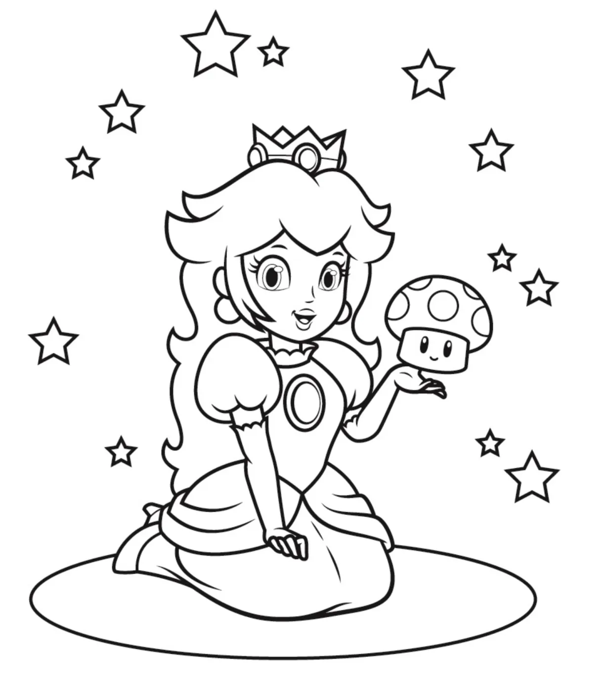 Princess peach holding a mushroom coloring page princess peach #1057