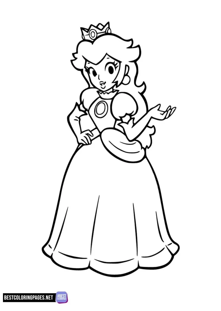 Princess peach free printable coloring pages