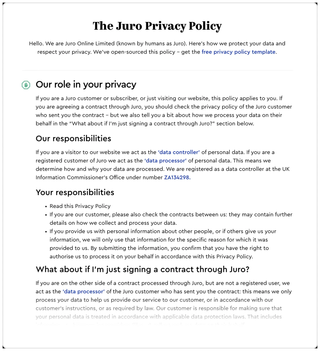 Free privacy policy template: create a readable privacy notice
