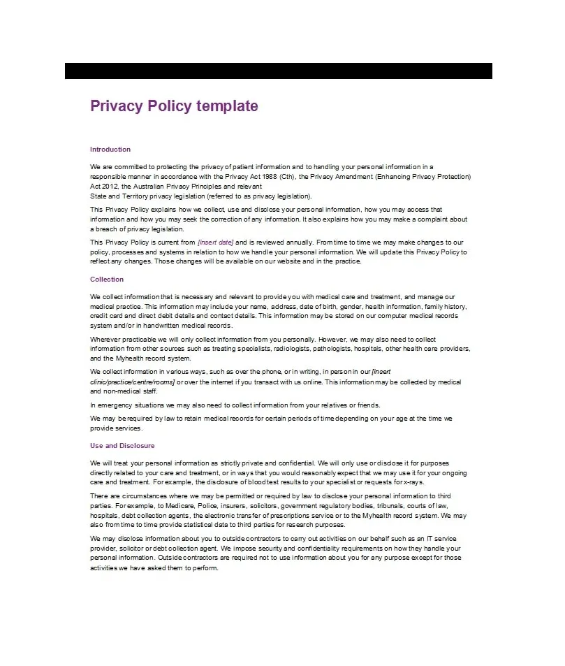 50 Best Privacy Policy Templates [with GDPR] - TemplateArchive