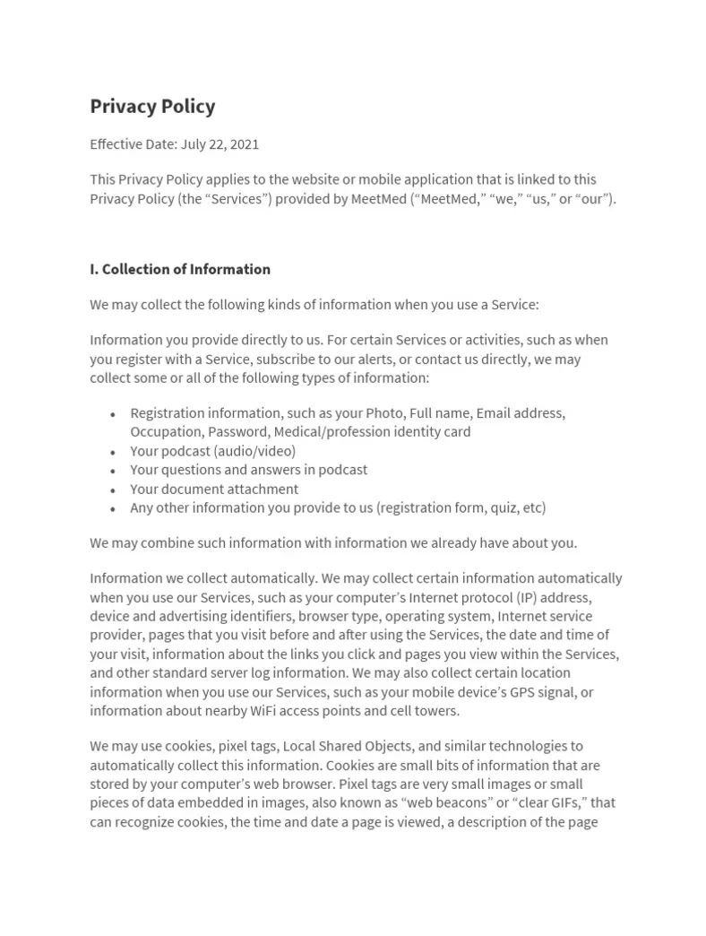 Template Privacy Policy | PDF | Http Cookie | Internet Privacy