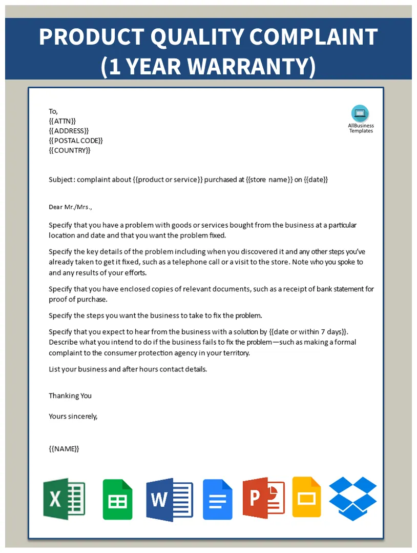 Gratis Klacht Productbrief formaat