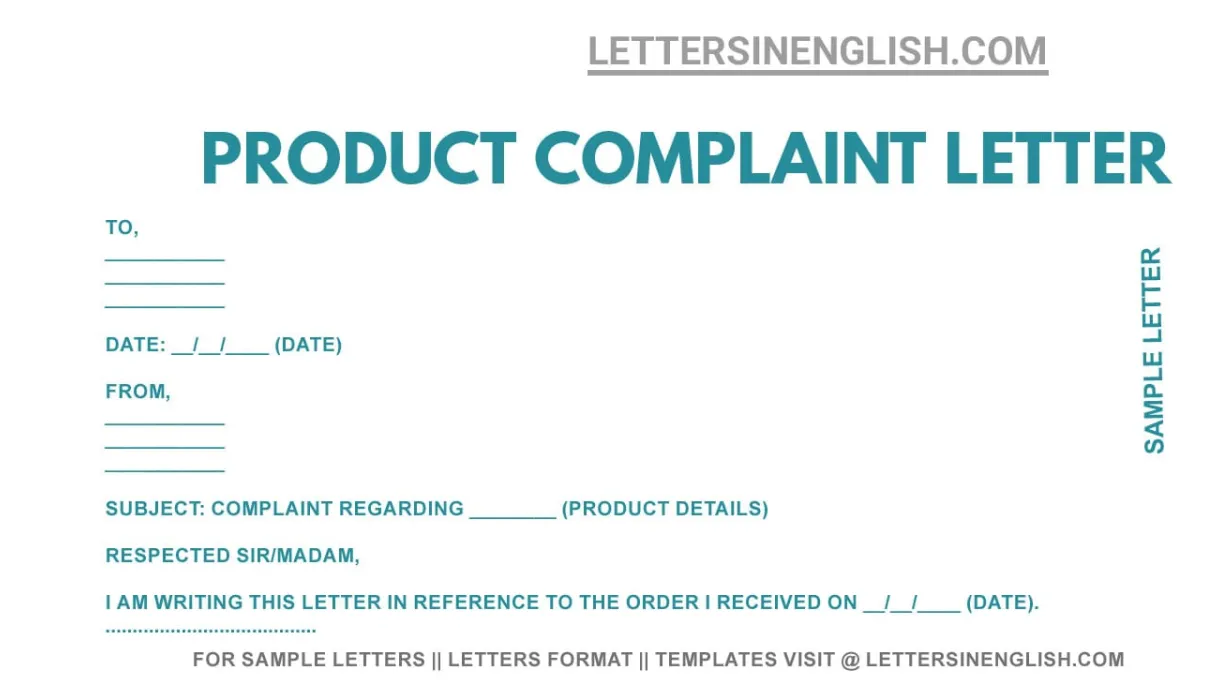 Product Complaint Letter - Letters in English