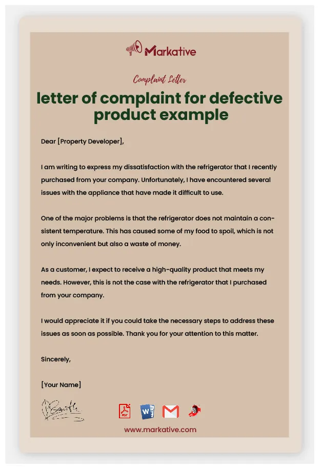 Great Complaint Letter Product Quality [5+ Templates] - Markative