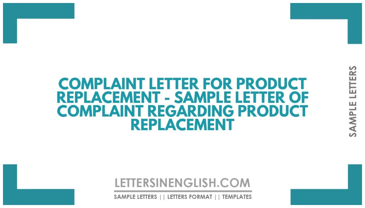 Complaint Letter to Supplier for Defective Product - Sample Complaint