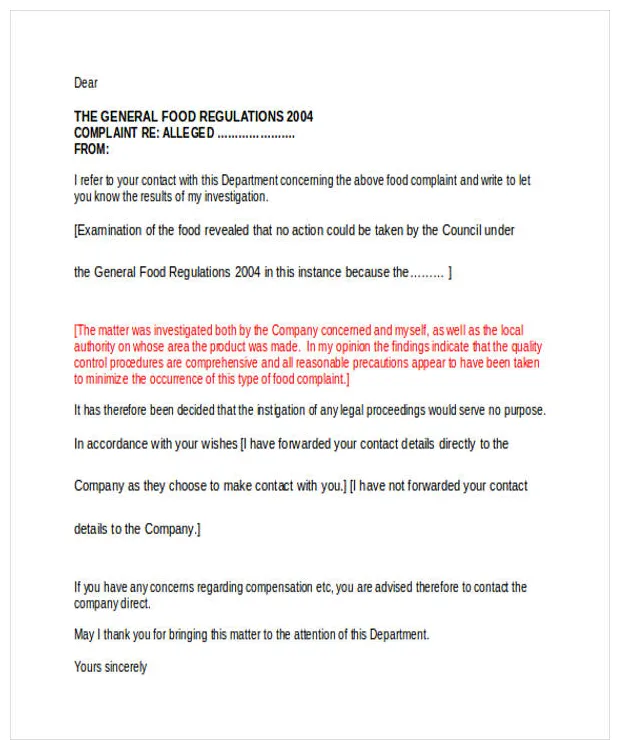 Complaint Letter Examples - 55+ Samples in PDF | Google Docs | Pages