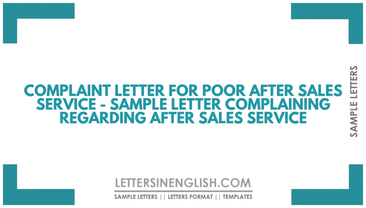 Complaint Letter for Product Quality - Sample Letter to Complain