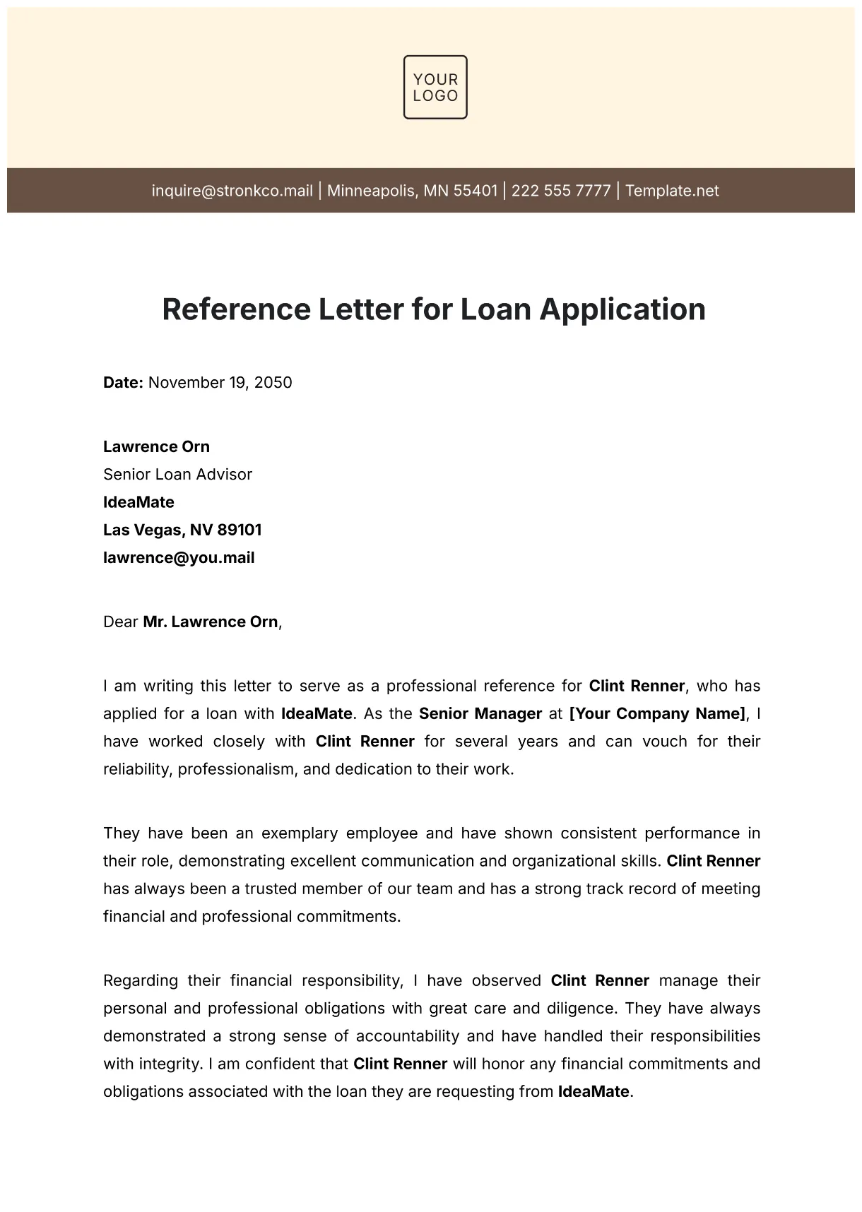 Template for infoupdate