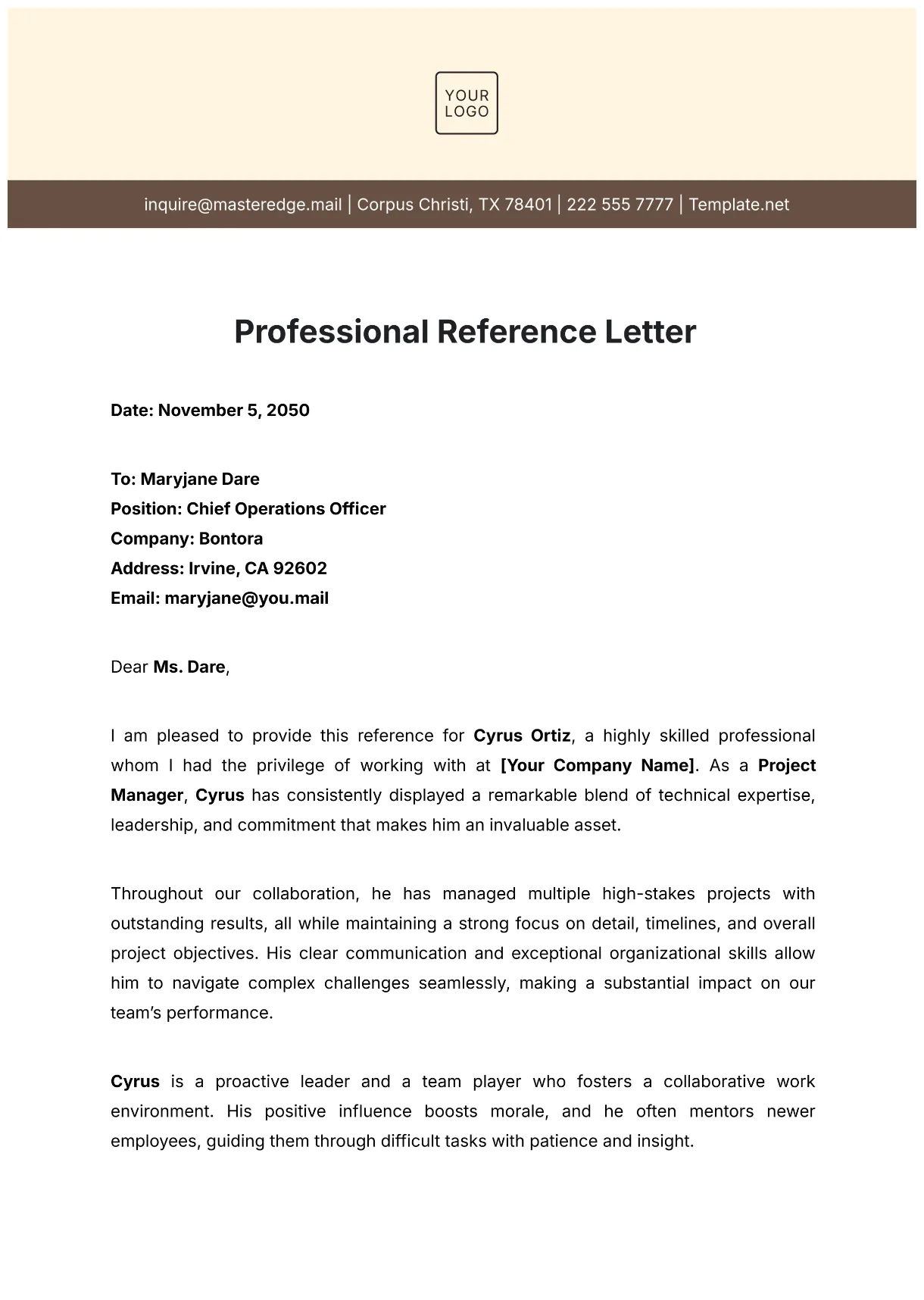 Free template to edit online