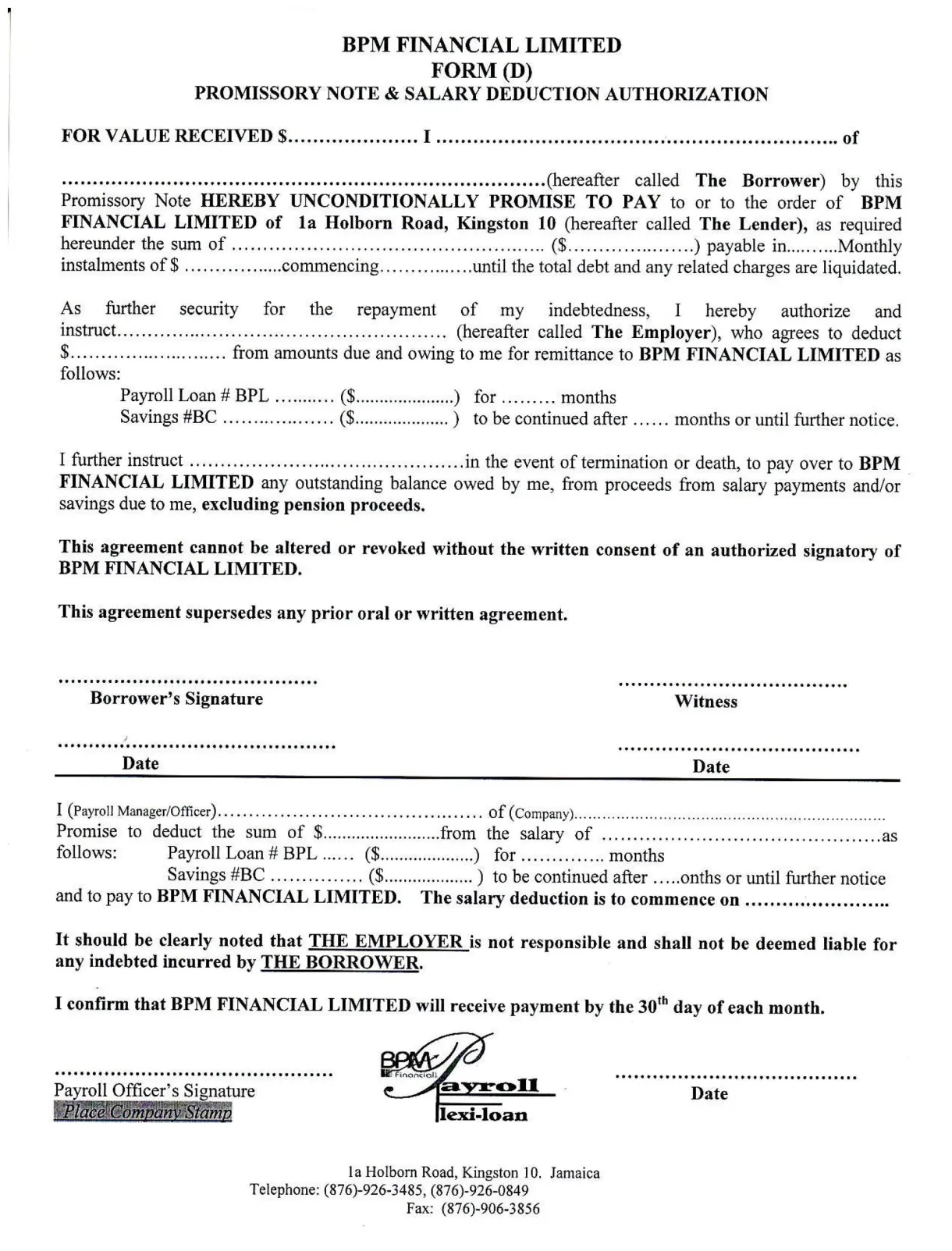 Promissory note loan template sarseh