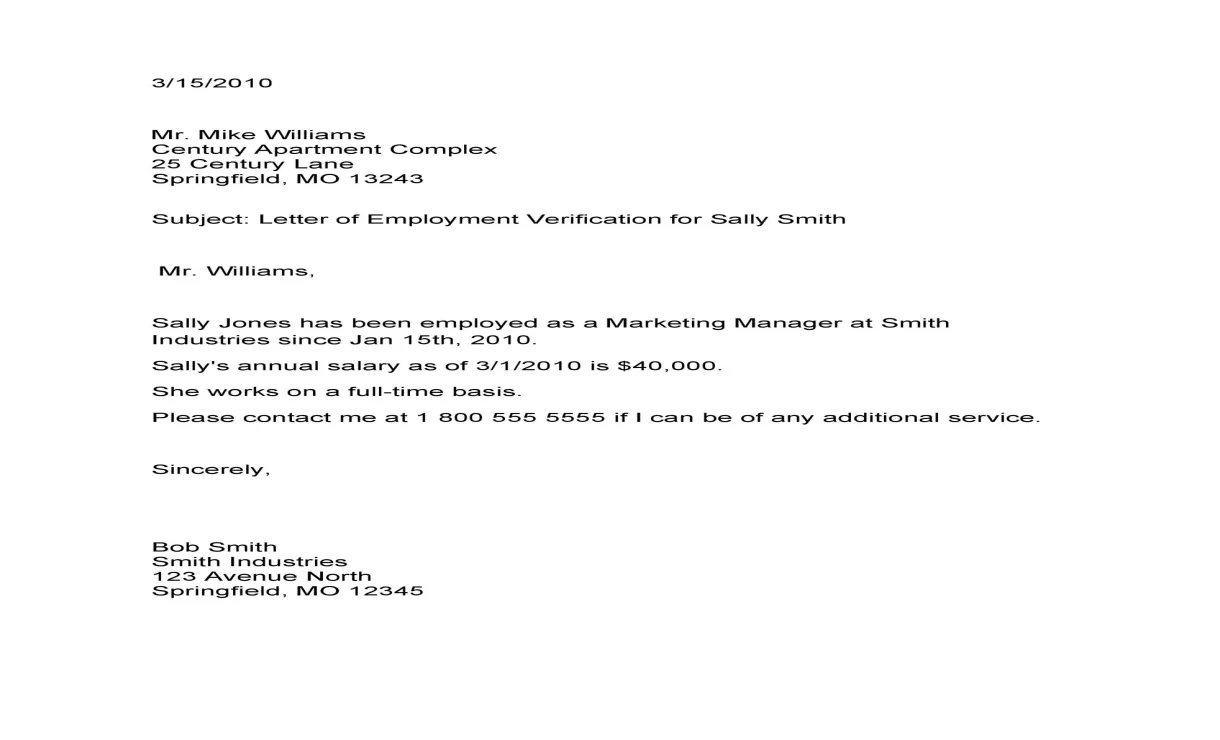 40 s [employment verification letters]