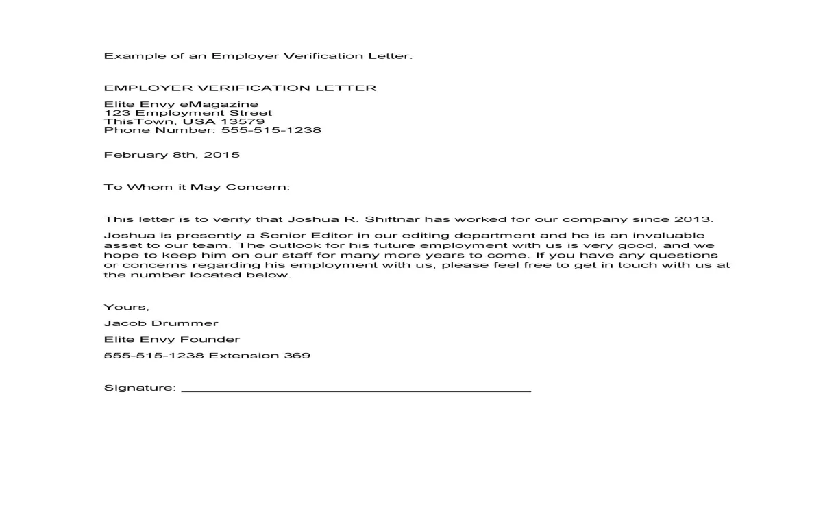 40 Proof of Employment Letters [Employment Verification Letters]