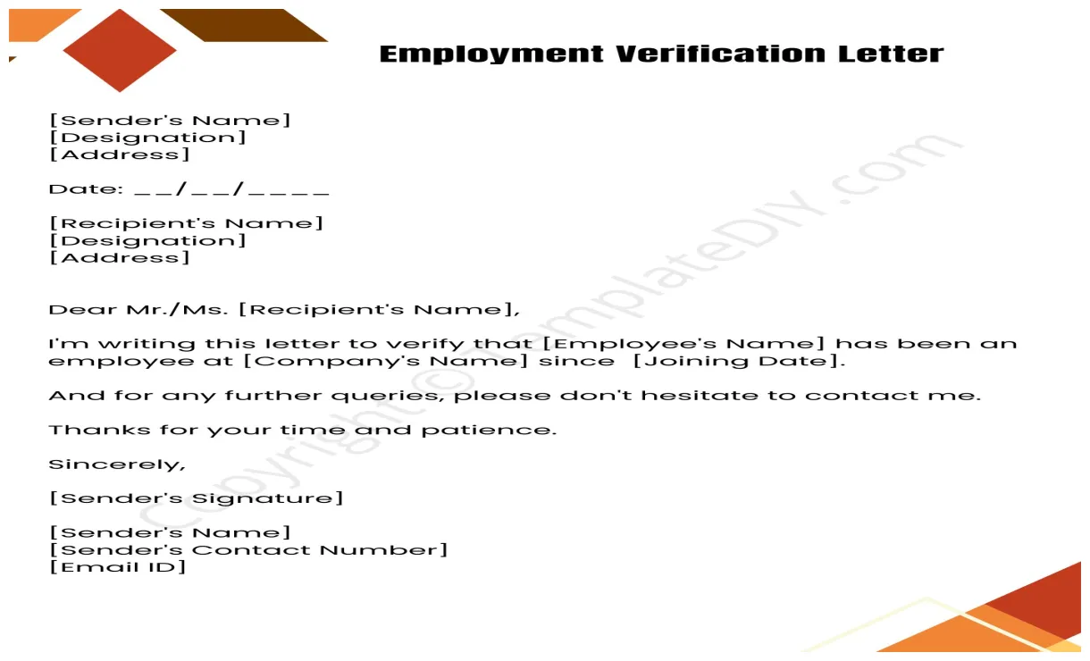 Employment verification letter sample and examples [word] printable coloring page