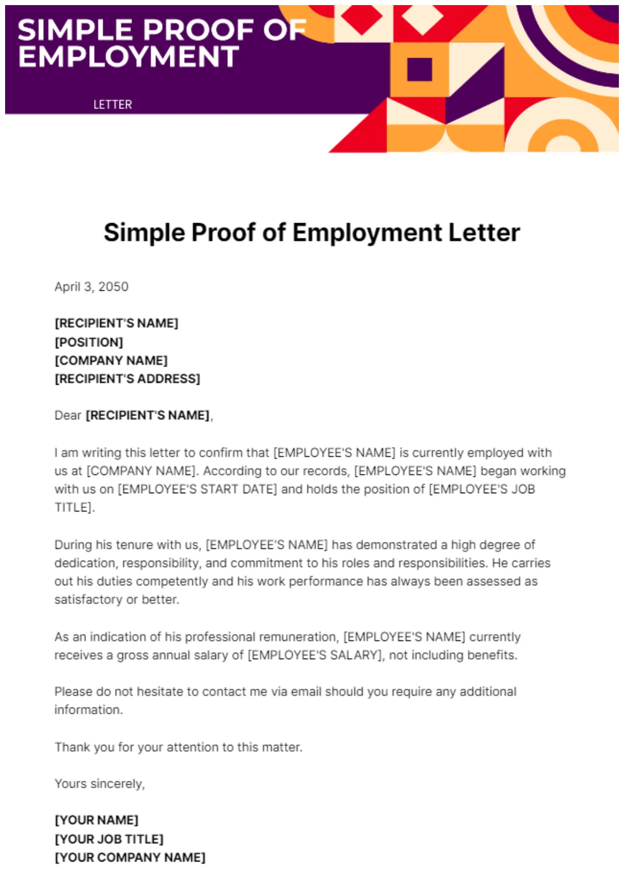 Simple template edit online & download