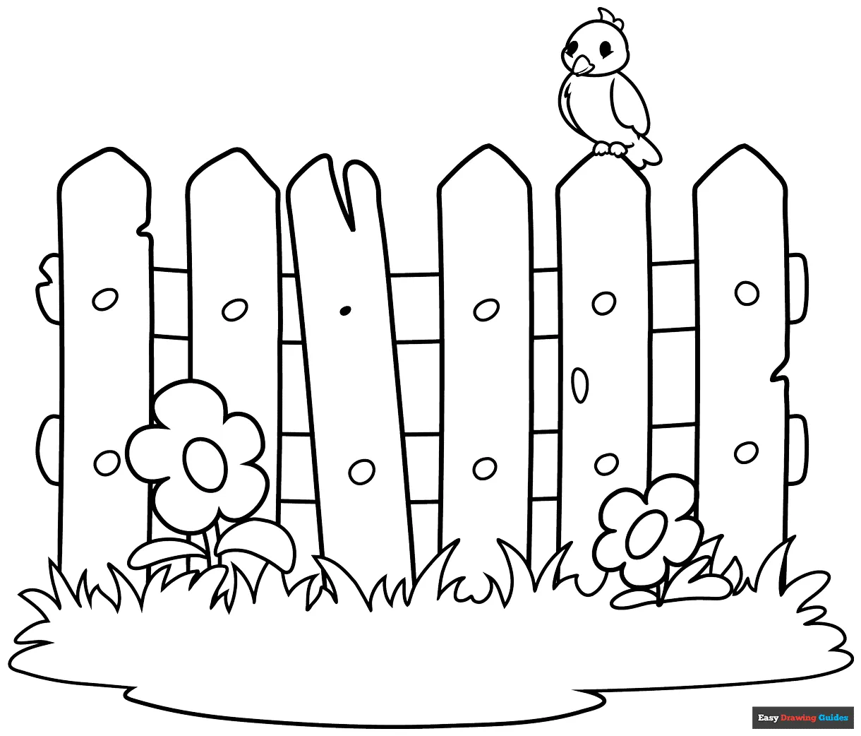Fence coloring page easy drawing guides