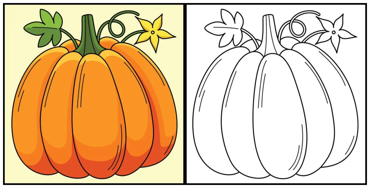 Pumpkin coloring page vector art, icons, and graphics for