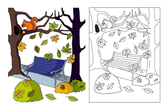 Premium vector two birds sitting on the fence sunflower pumpkin