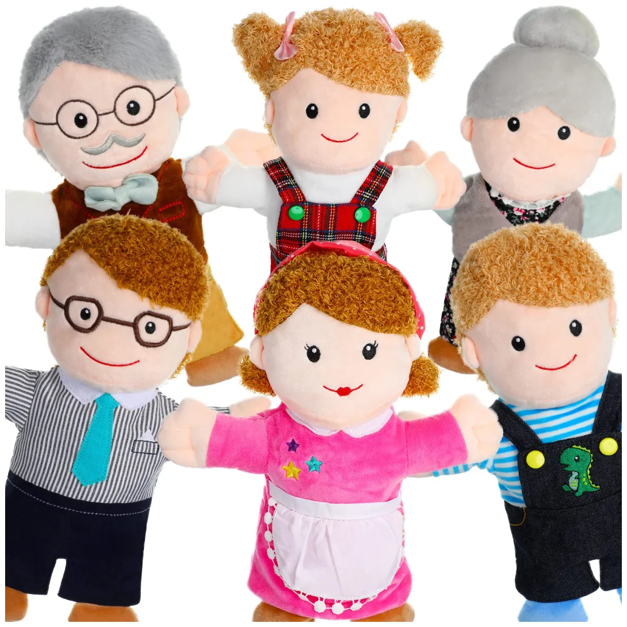 Buy 6 pieces hand puppet set 11.8 inch family members puppets soft