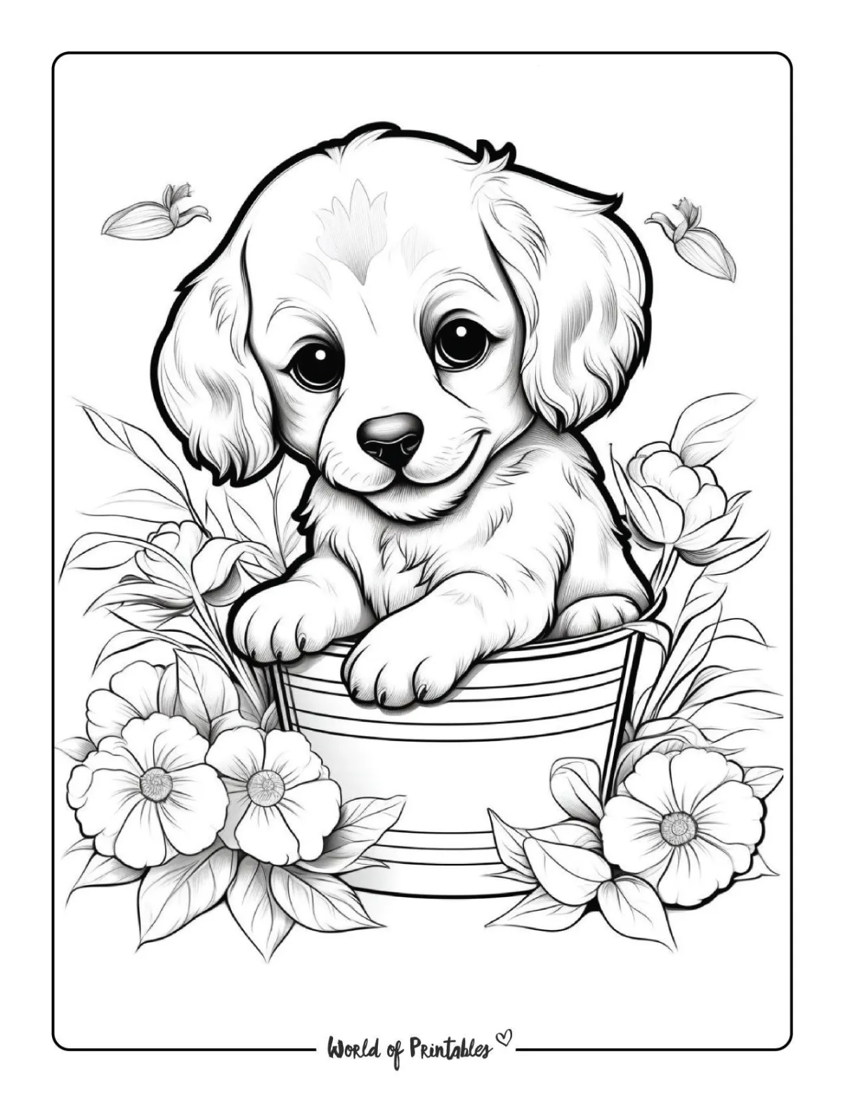 Puppy coloring sheet s, dog coloring page, animal printable coloring page