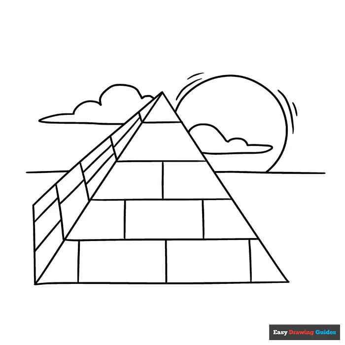 Pyramid coloring page easy drawing guides