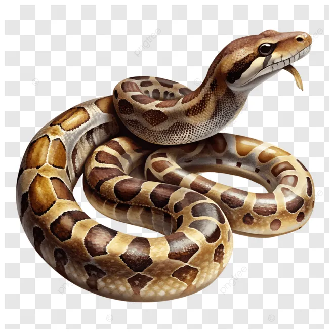 Brown python snake with black animal clipart illustration