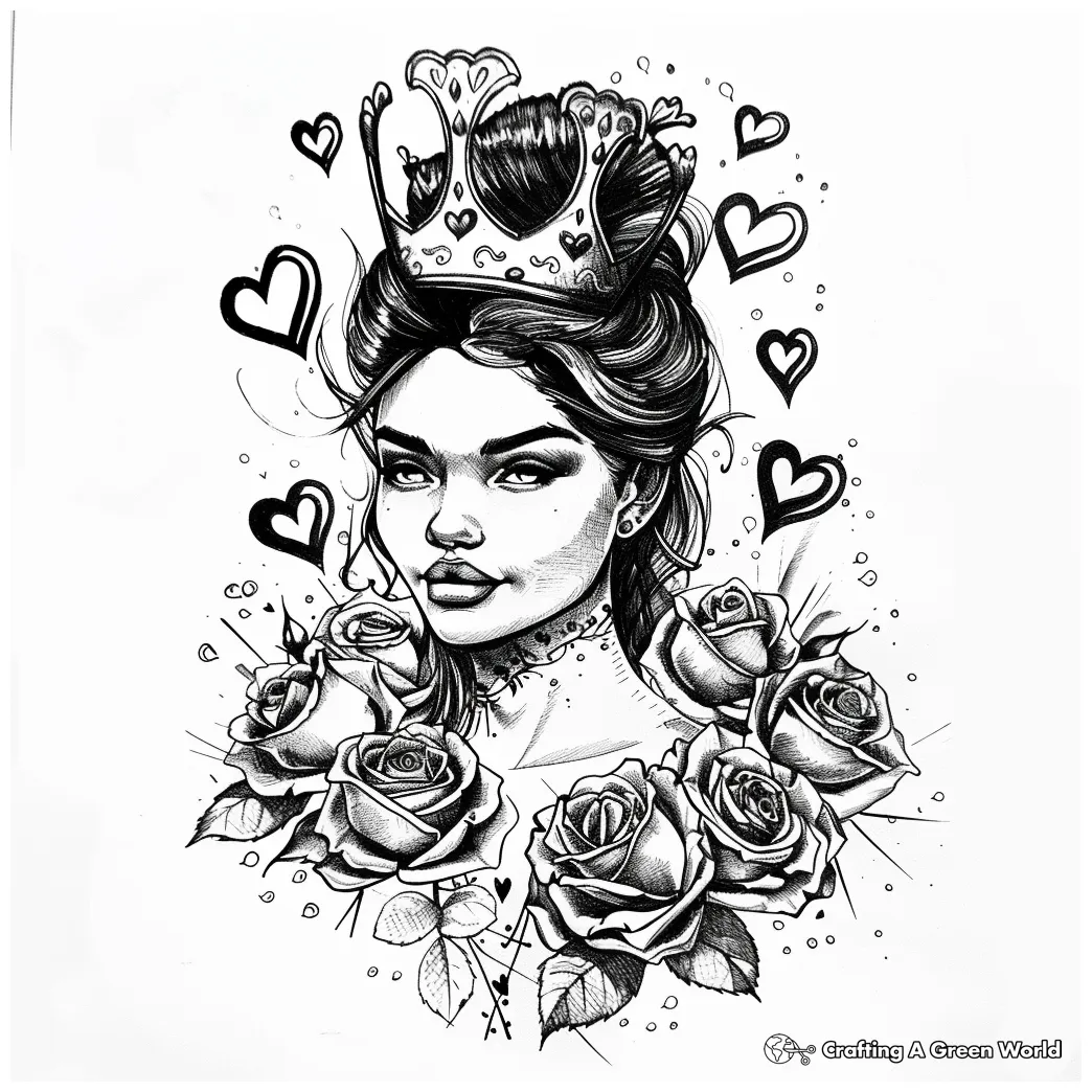 Coloring pages queen of hearts my besties alice and the queen of