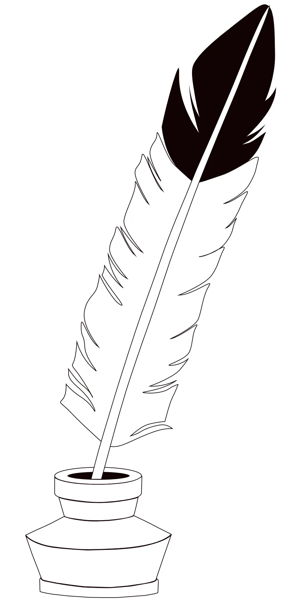 Feather quill pen and ink pot coloring page colouringpages printable coloring page