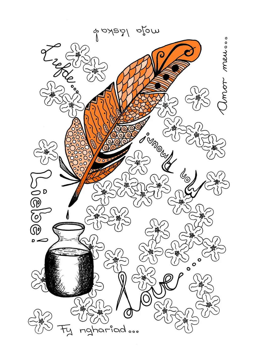 Vintage quill pen adult coloring page favecrafts