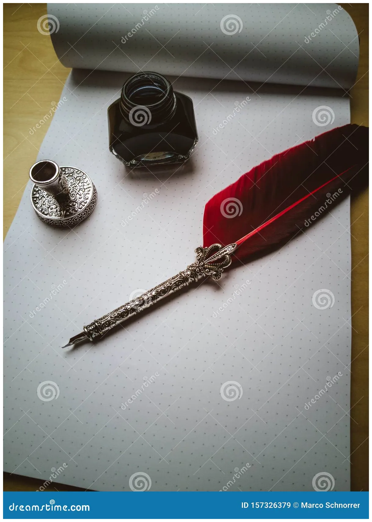 Quill pen and ink stock . of paper, blog 157326379