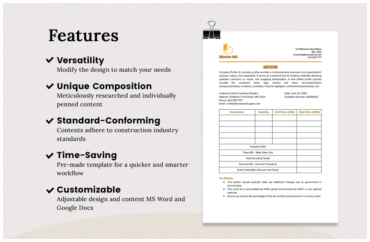 Quotation Format Template in Word, PDF, Google Docs, PSD - Download