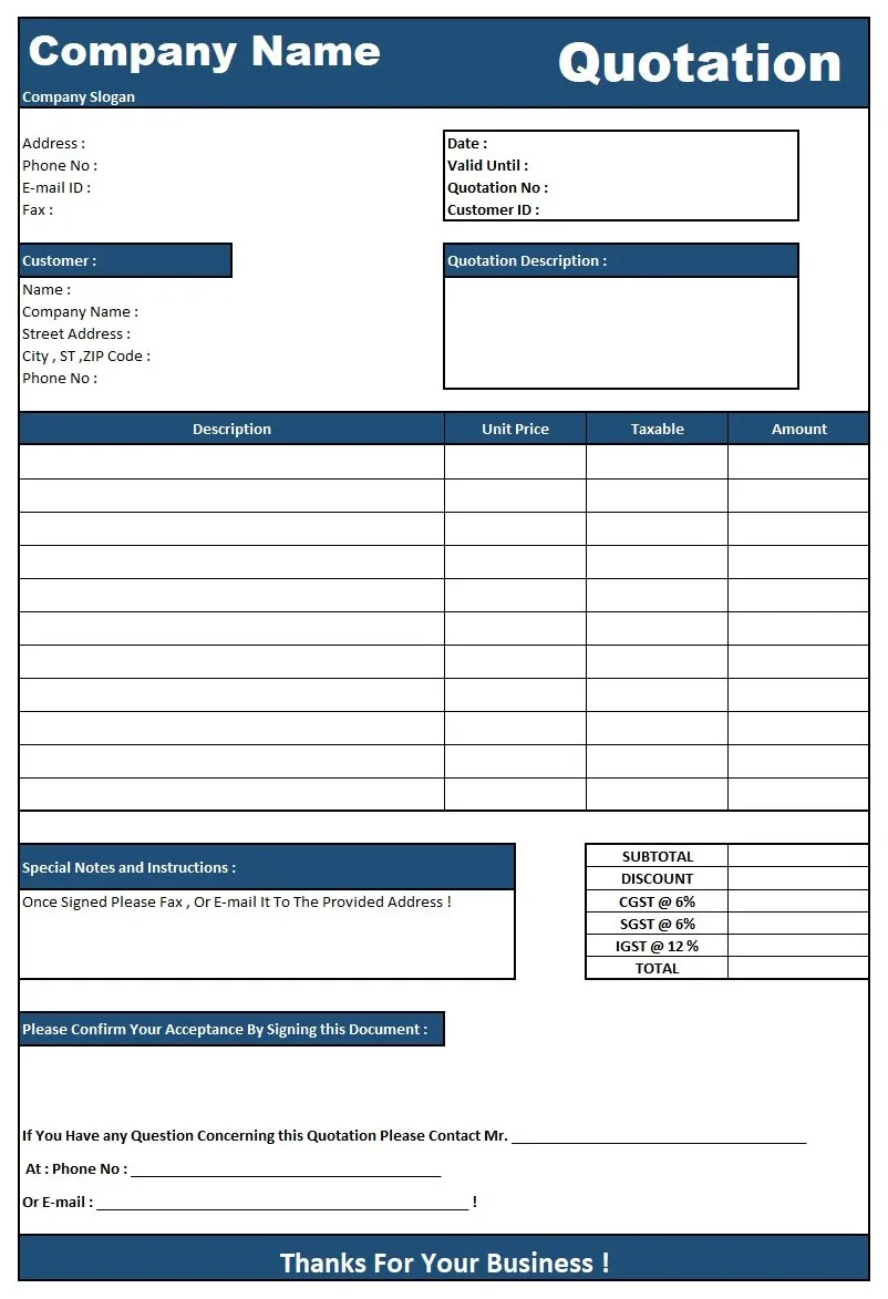 [Download] 60+ Quotation Format | Quotation Templates in Excel (.xls)