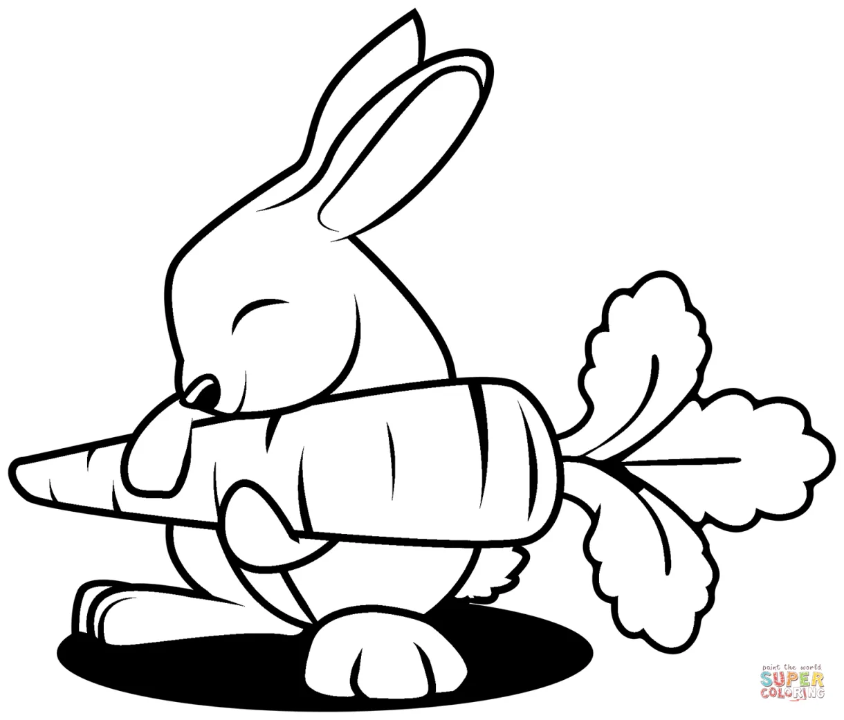 Rabbit with carrot coloring page | Free Printable Coloring Pages