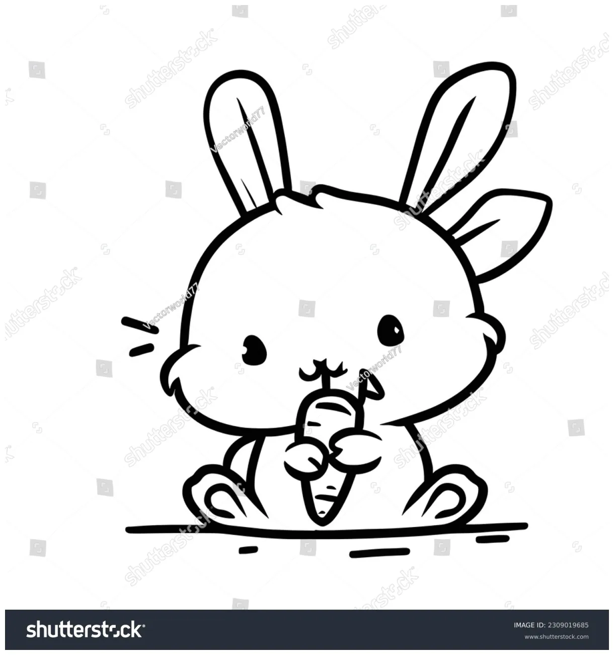 Coloring book rabbit eating carrot coloring stock vector printable coloring page