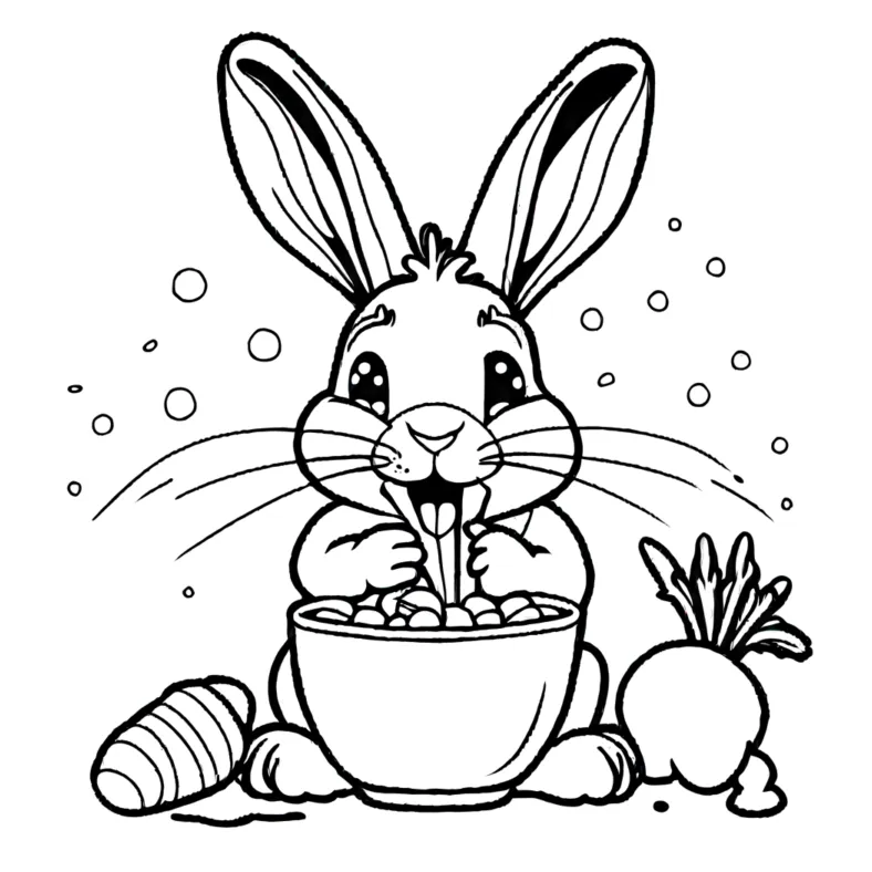 Cute rabbit eating carrot snack coloring page coloring jungle