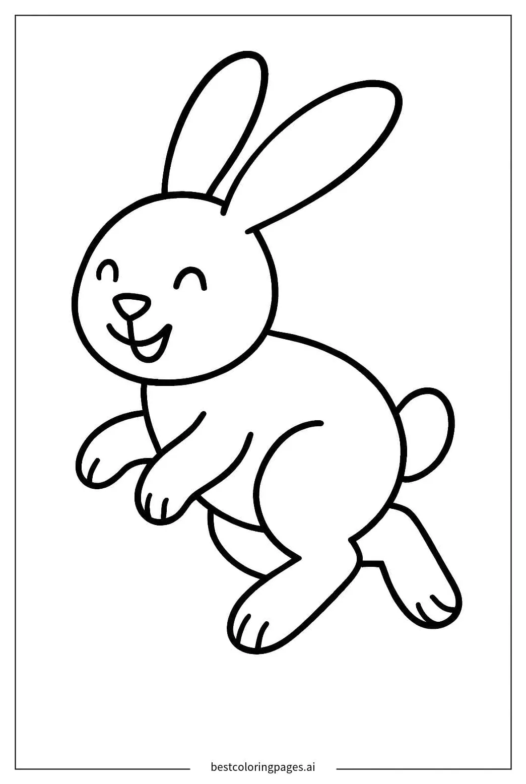 A happy rabbit hopping with joy coloring page free printable