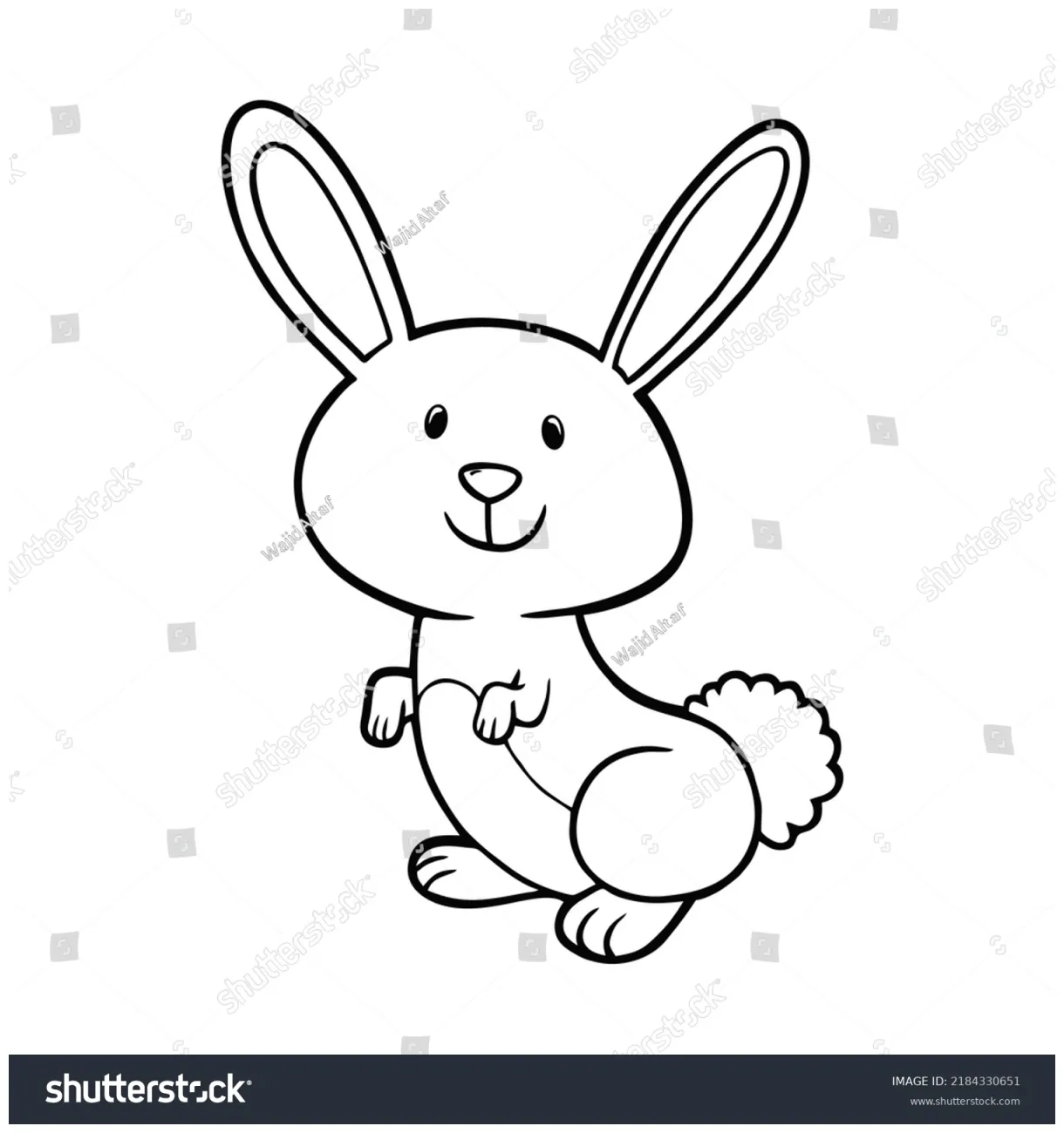 Hopping bunny smiling coloring page stock vector