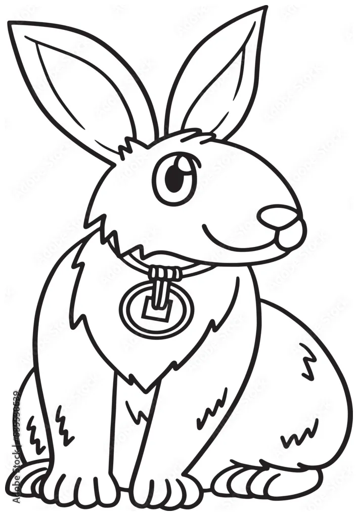Happy rabbit isolated coloring page for kids stock vector adobe stock