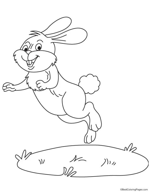 Rabbit hopping coloring page