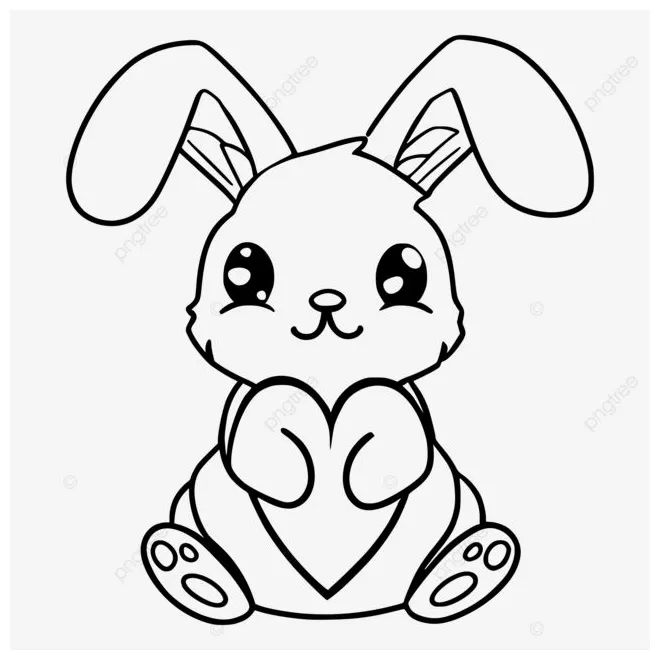 Heartfelt hopping color a friendly rabbit vector, rabbit coloring pages
