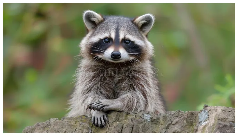 Procyonidae with whiskers and fur sitting on a rock, gazing into the