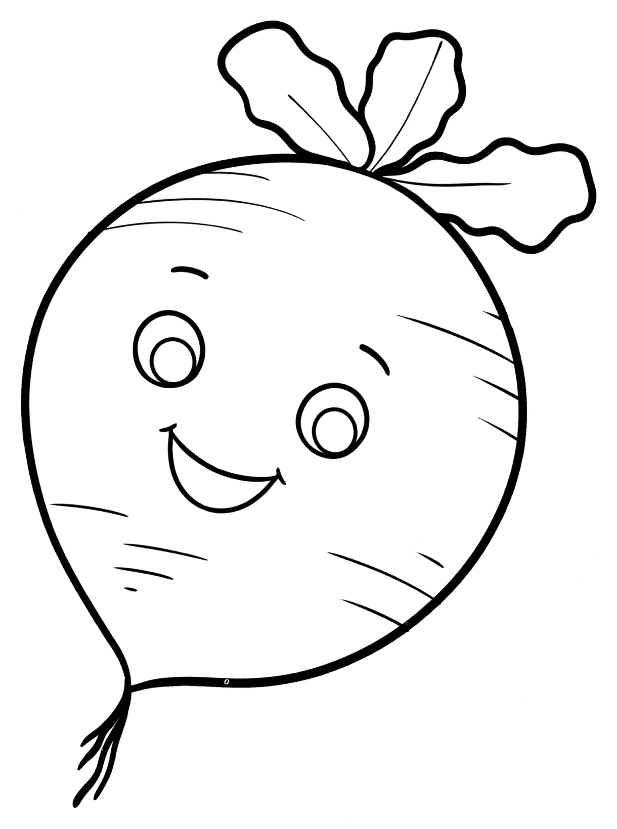 Radish smiles coloring page free and printable