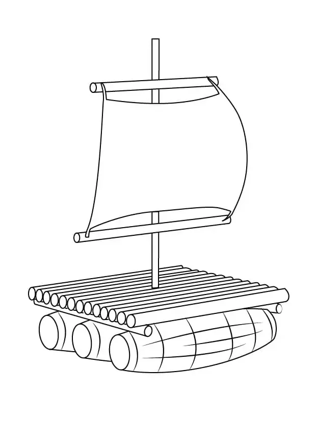 A wooden raft