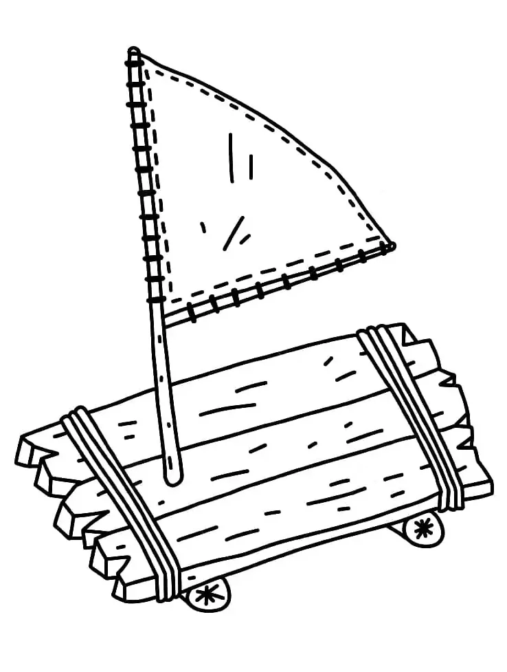 A wooden raft