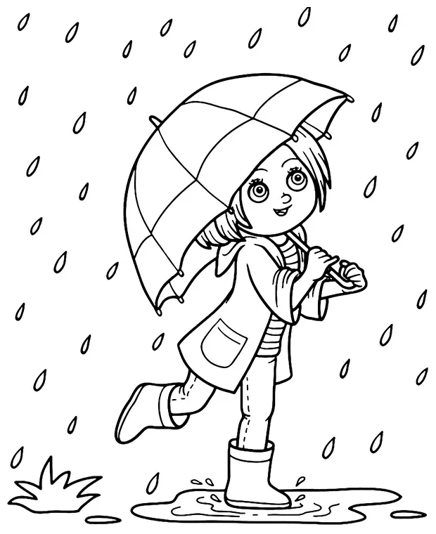 Rainy day coloring page rain