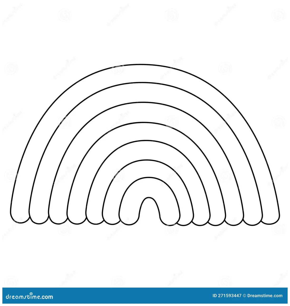 Rainbow arc, doodle style flat vector outline for coloring book stock