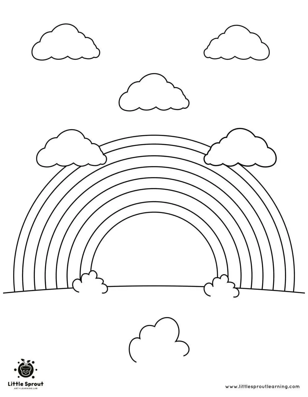 Cloud rainbow coloring page little sprout art + learning