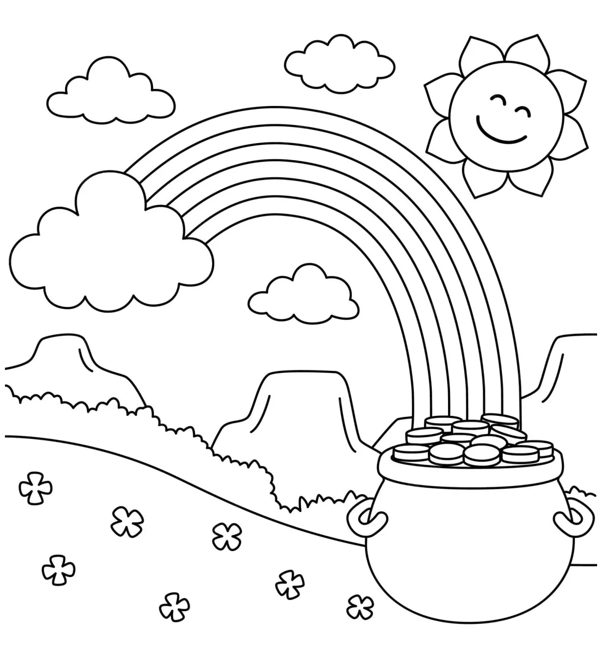 Easy Rainbow coloring page - Download, Print or Color Online for Free