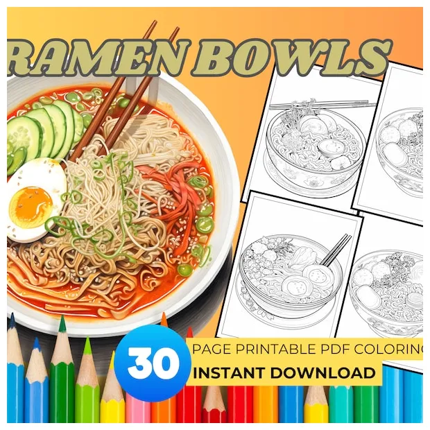 Ramen bowl coloring etsy