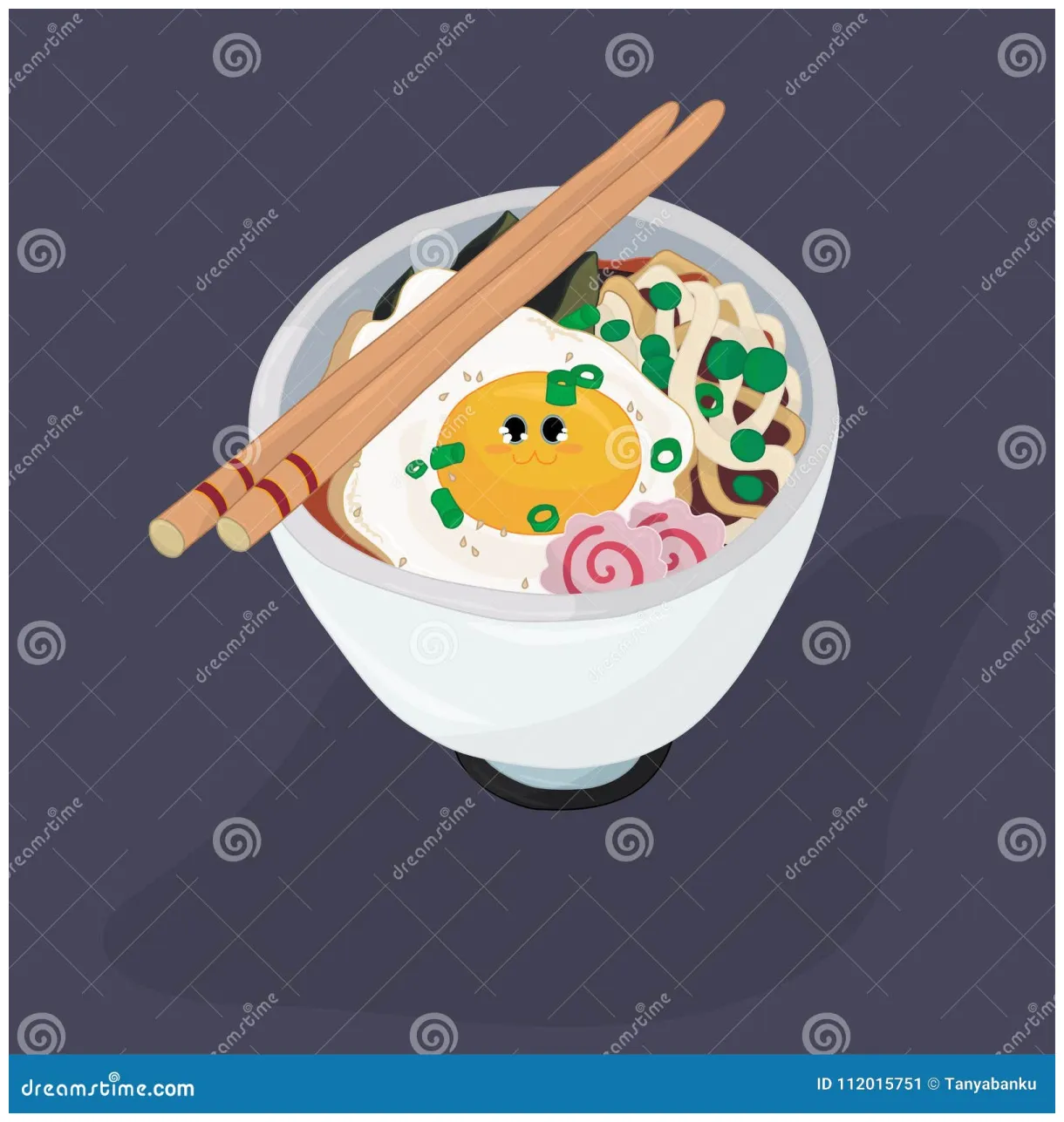 Ramen bowl with egg and fish cakes coloring page stock vector