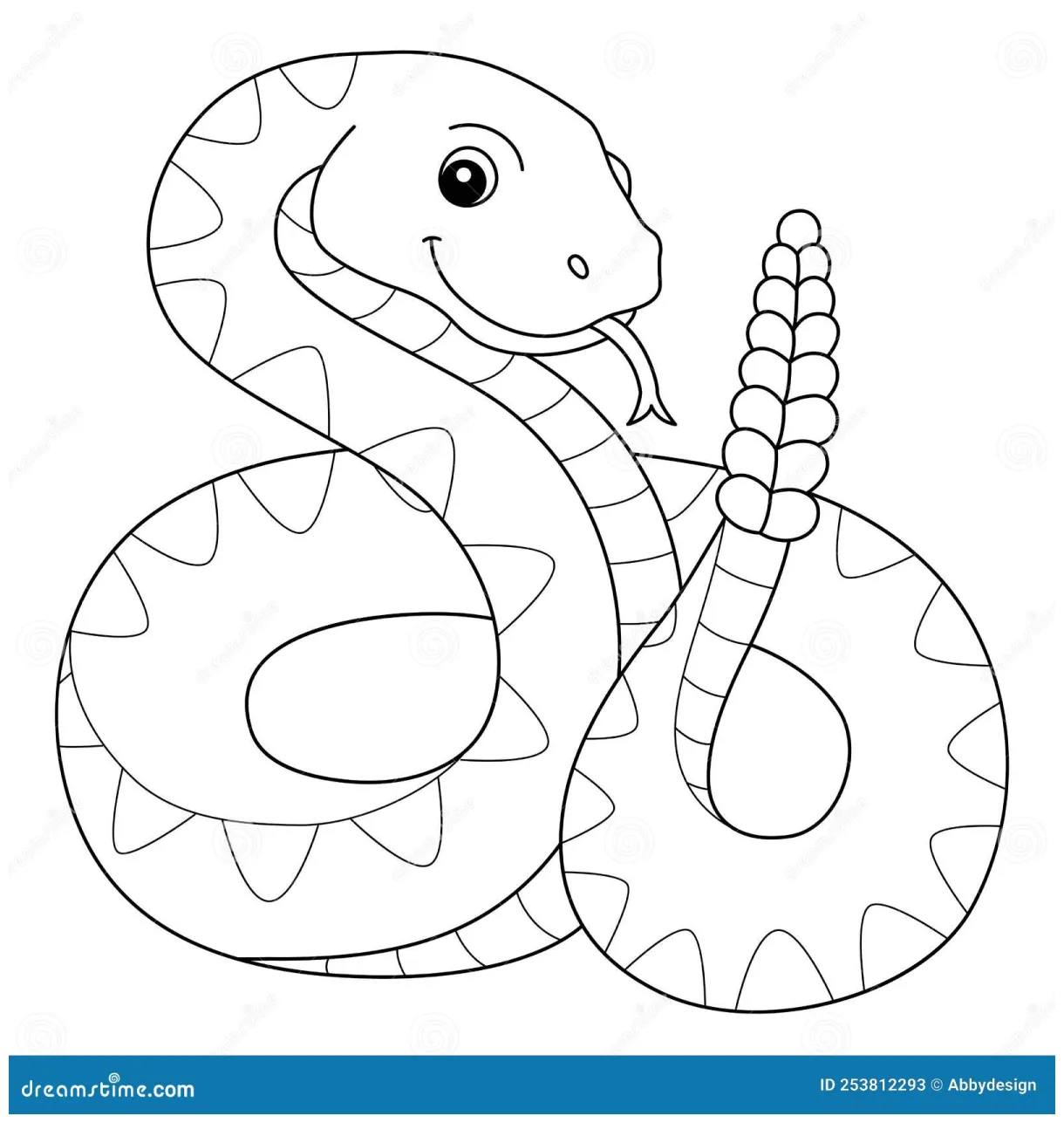 Rattlesnake animal isolated coloring page for kids stock vector